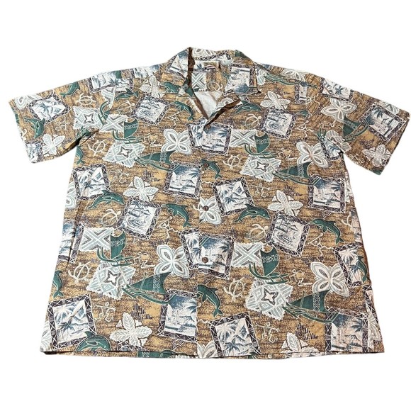 Winnie Fashion Hawaiian Vintage Button Down Sea Life Dolphin Shirt Men’s Size XL - Picture 1 of 6